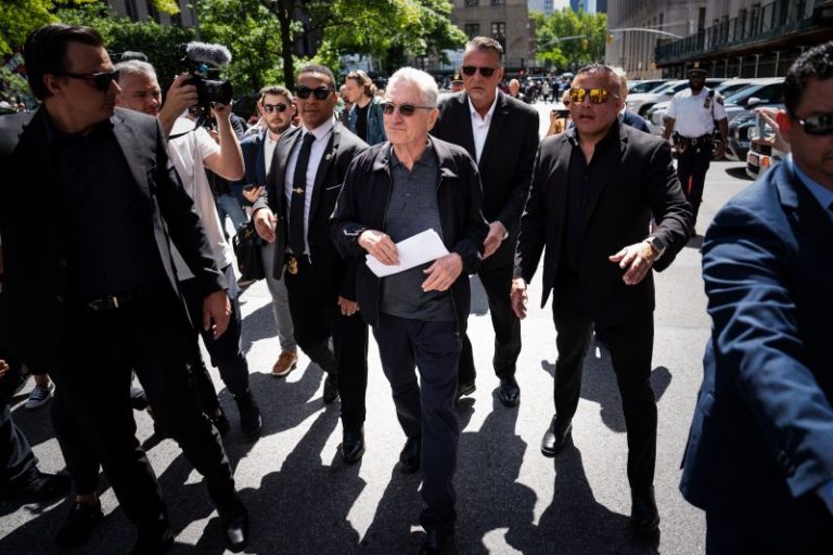 Biden campaign edges in on Trump trial media frenzy with De Niro outside court